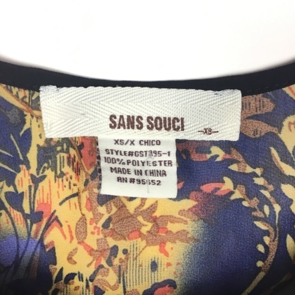 SANS SOUCI Crop Top Tank Spaghetti Strap Sheer Floral Flowy Boho Y2K Style XS - Picture 3 of 4